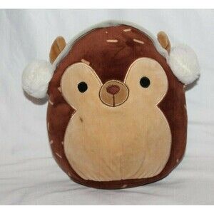 Squishmallow Hans Hedgehog 8” Kellytoy Soft Cute Winter Earmuffs Brown HTF Rare